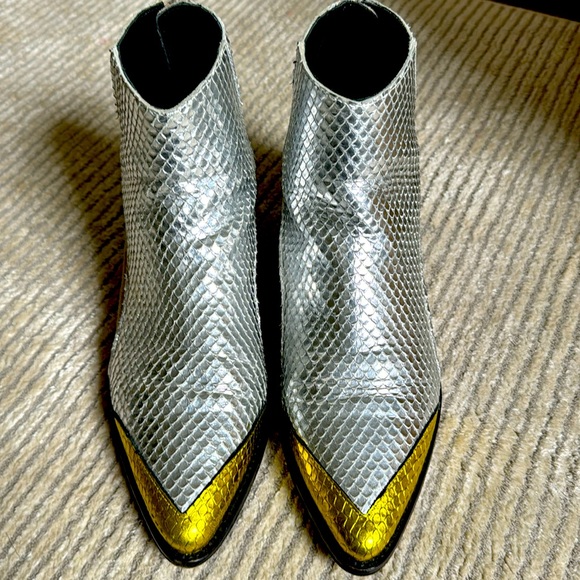 Zadig & Voltaire silver metallic leather booties - Picture 2 of 3